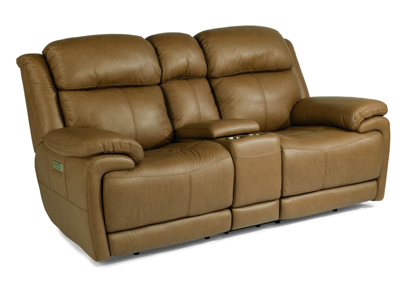 Elijah Tan Power Reclining Loveseat with Console & Power Headrests,Flexsteel