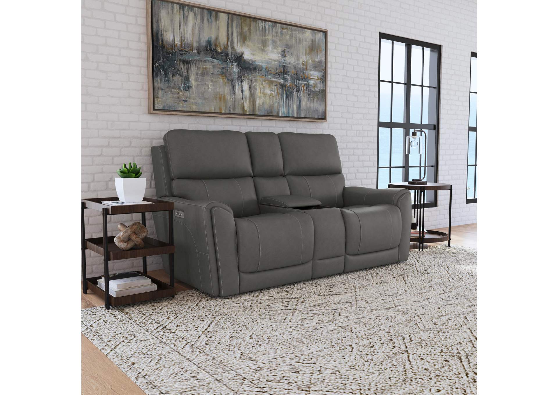 Carter Power Reclining Loveseat With Console & Power Headrests & Lumbar,Flexsteel