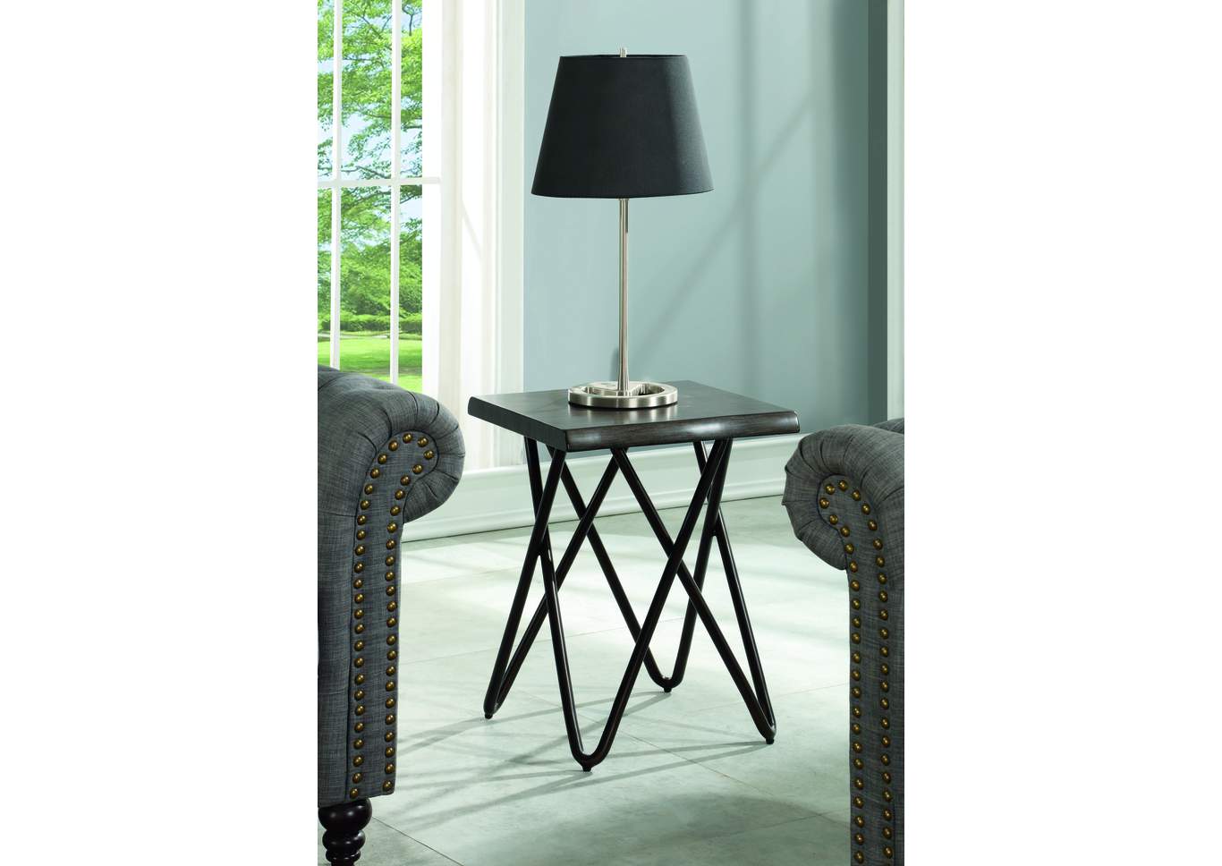 Shadow Distressed Grey Chairside Table,Flexsteel