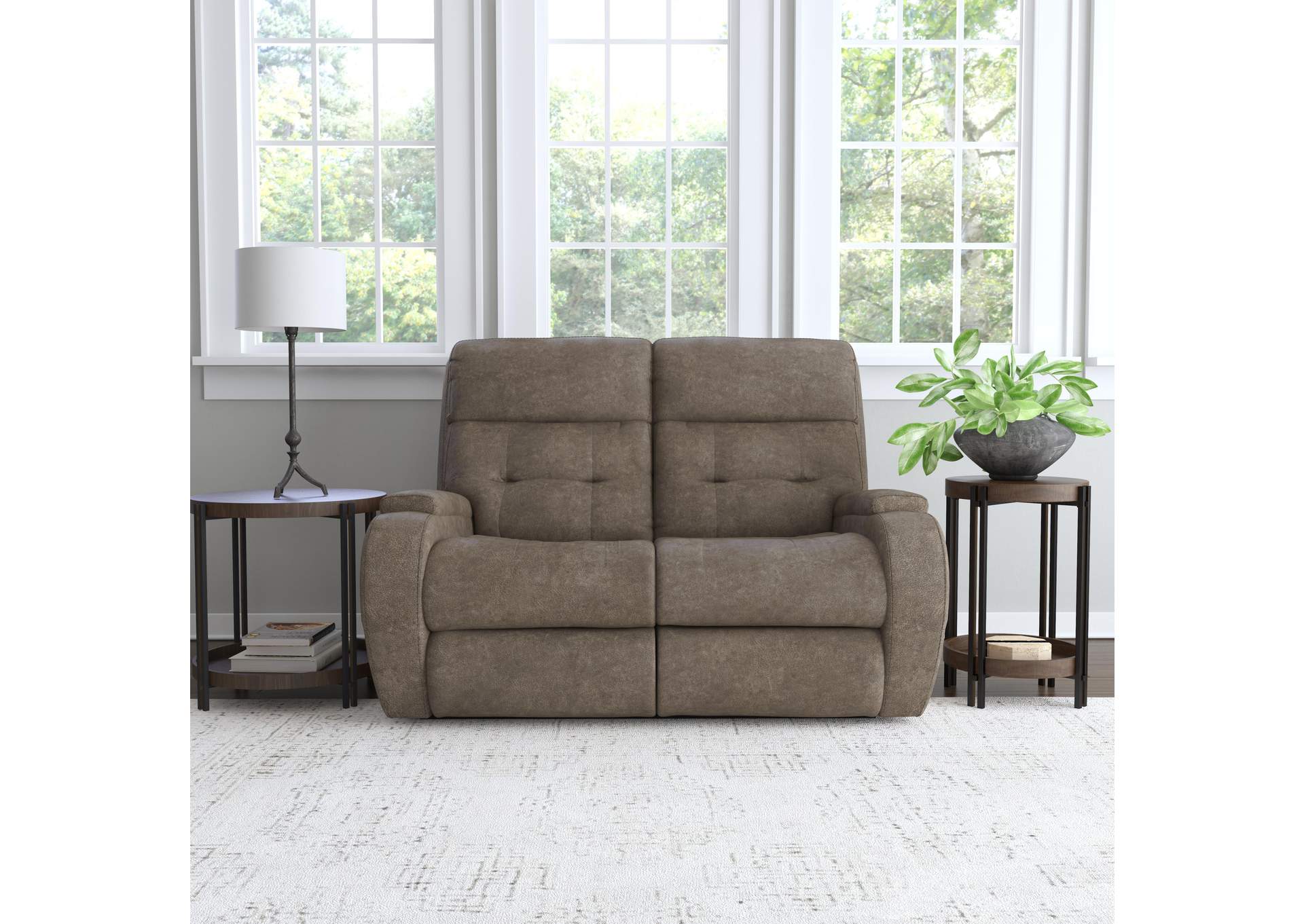 Strait Power Reclining Loveseat With Power Headrests,Flexsteel