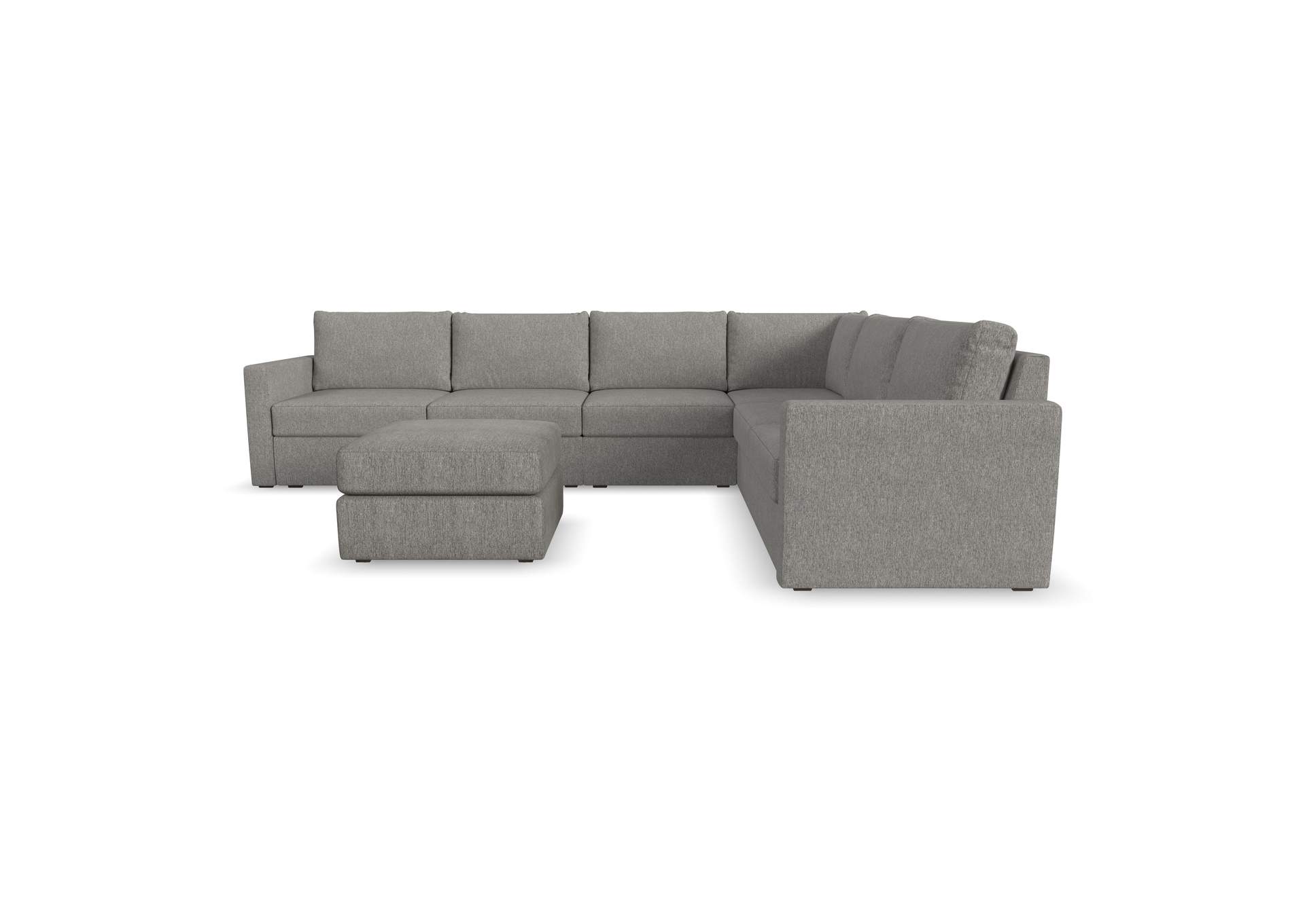 Flex 6 - Seat Sectional With Standard Arm And Ottoman,Flexsteel