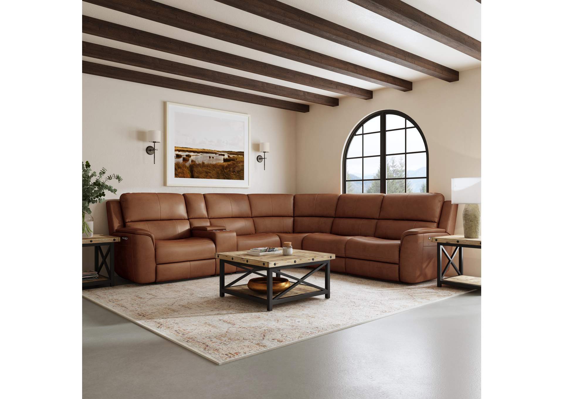 Henry Power Reclining Sectional With Power Headrests & Lumbar,Flexsteel