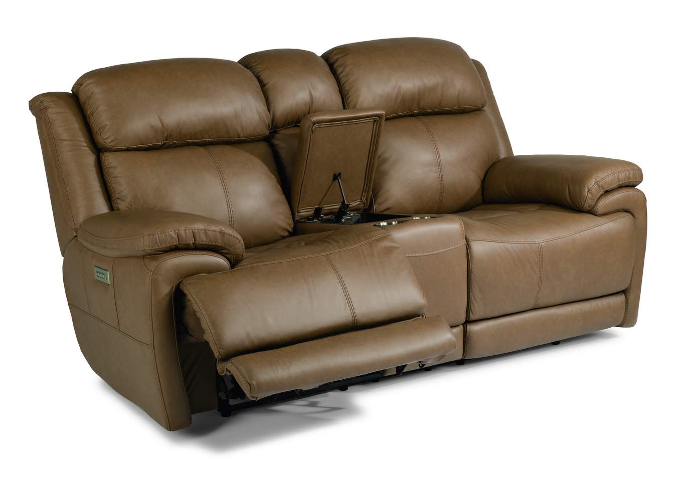 Elijah Tan Power Reclining Loveseat with Console & Power Headrests,Flexsteel