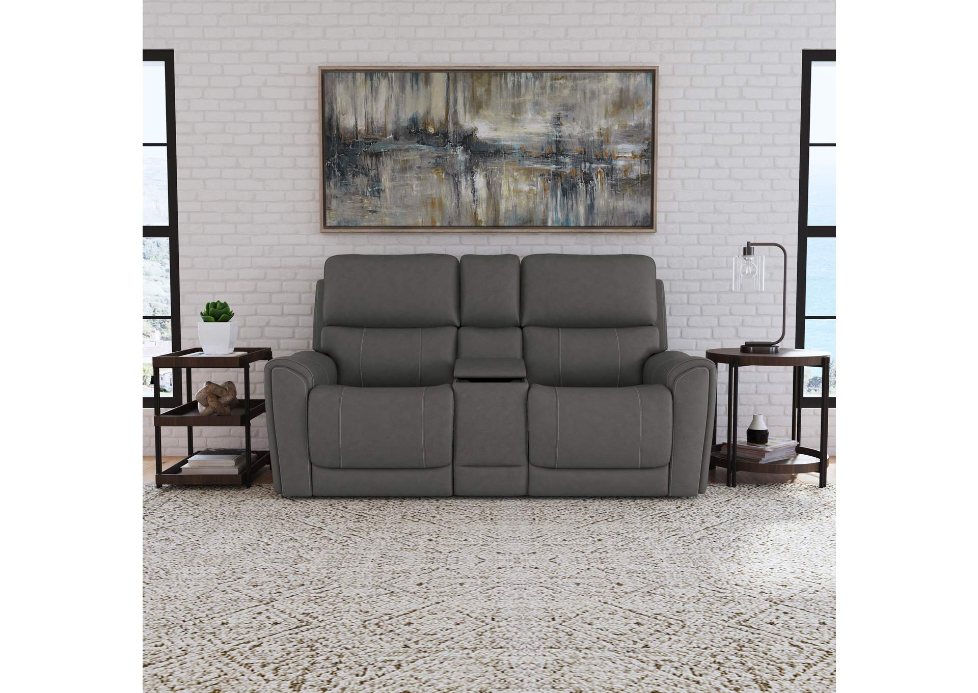 Carter Power Reclining Loveseat With Console & Power Headrests & Lumbar,Flexsteel