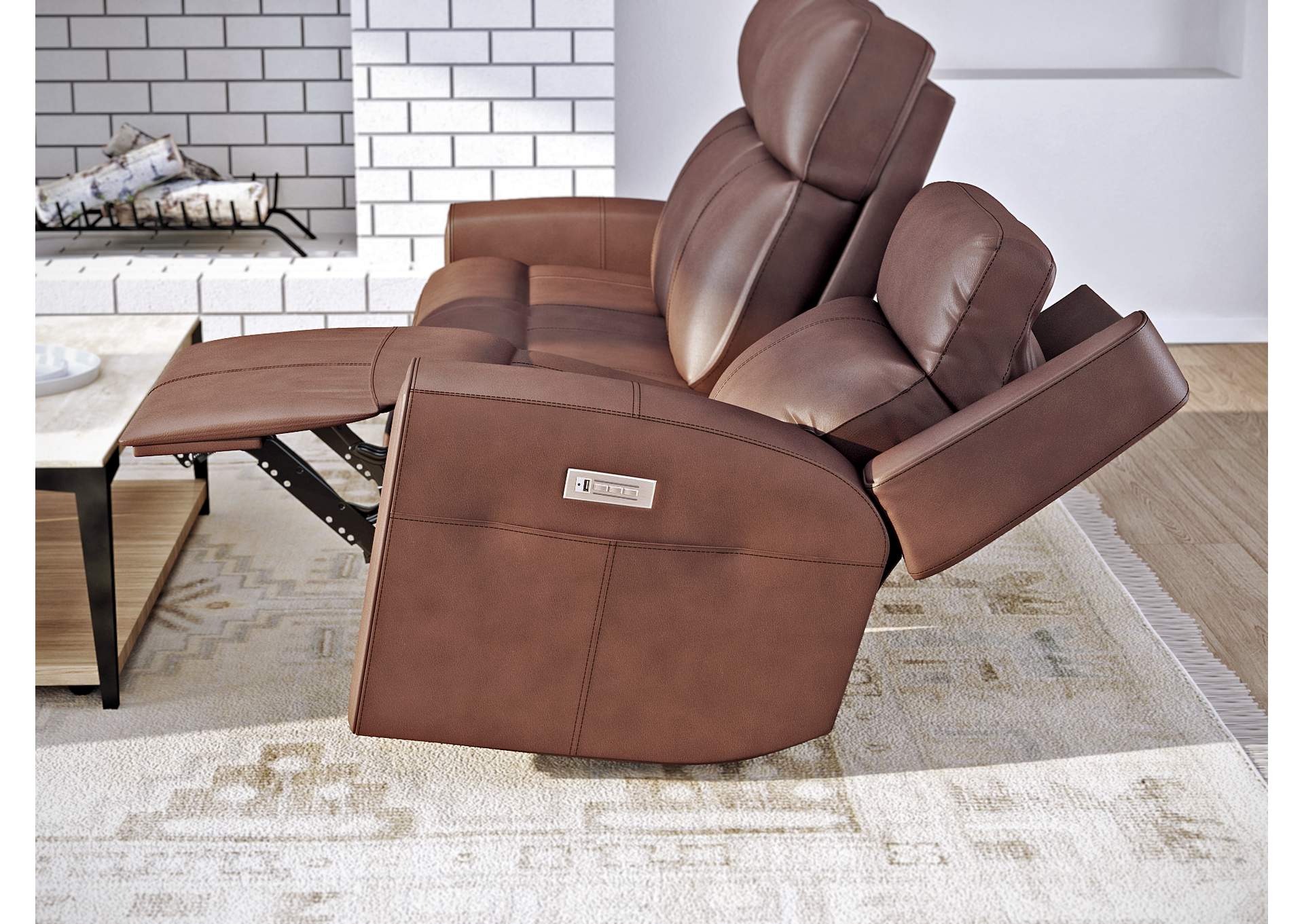 Barnett Power Reclining Sofa With Power Headrests & Lumbar,Flexsteel