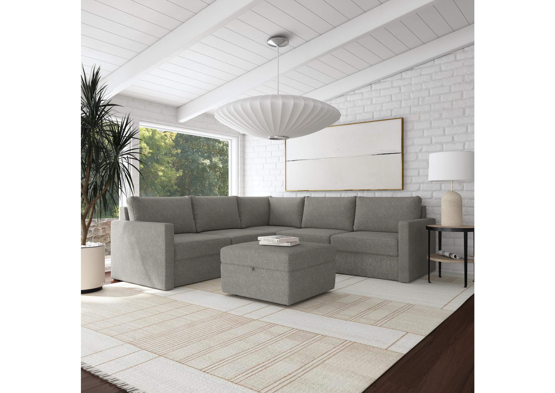 Flex 5 - Seat Sectional With Standard Arm And Storage Ottoman,Flexsteel