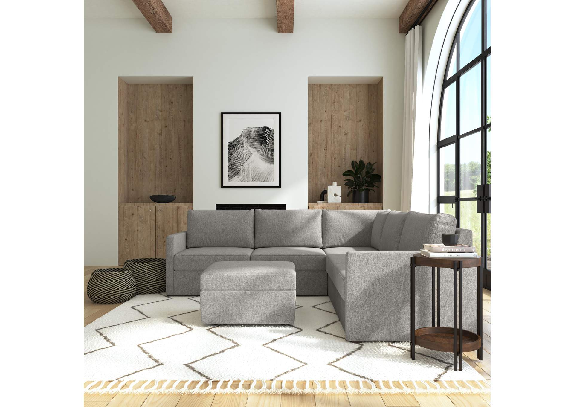 Flex 5 - Seat Sectional With Narrow Arm And Storage Ottoman,Flexsteel