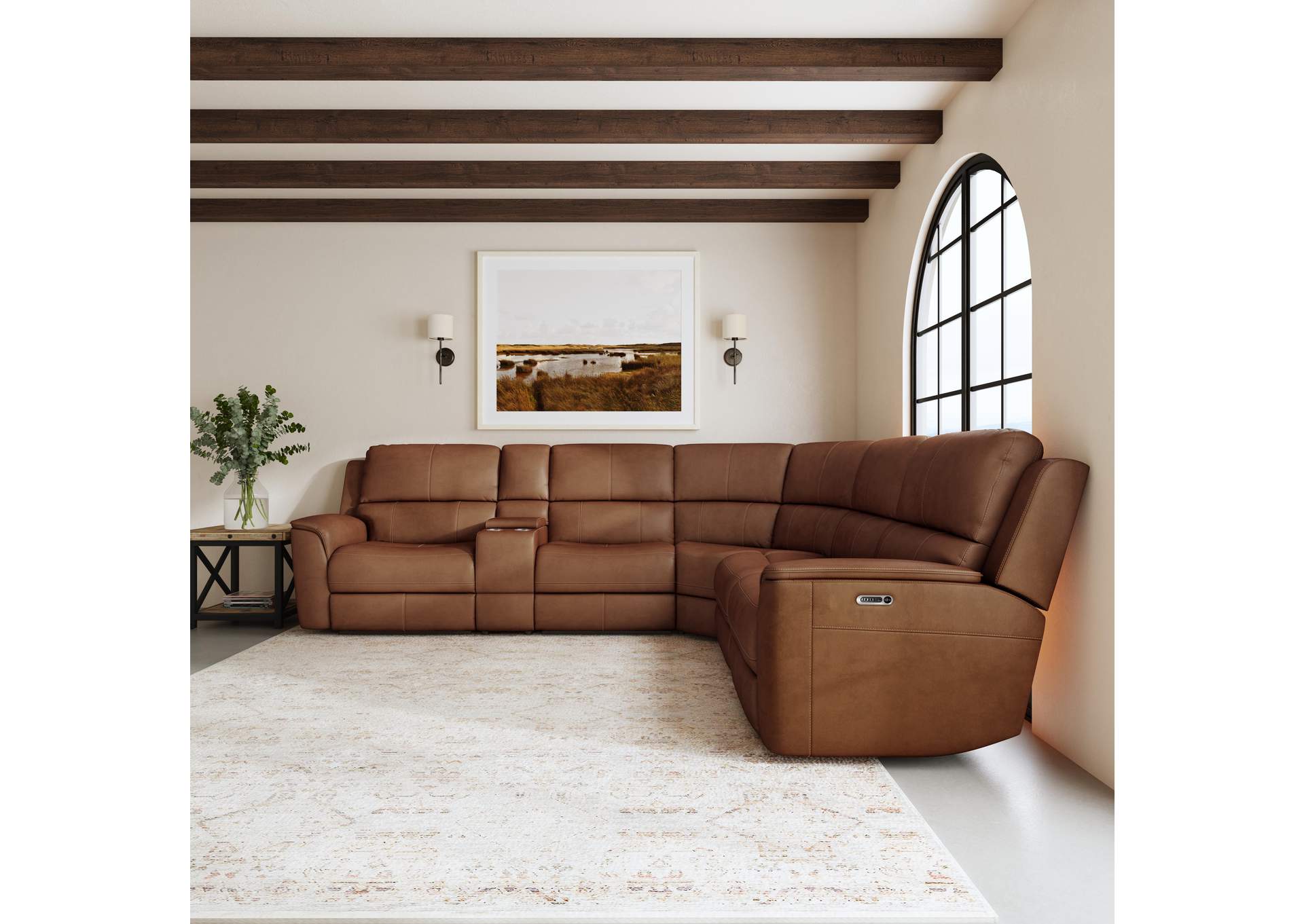 Henry Power Reclining Sectional With Power Headrests & Lumbar,Flexsteel