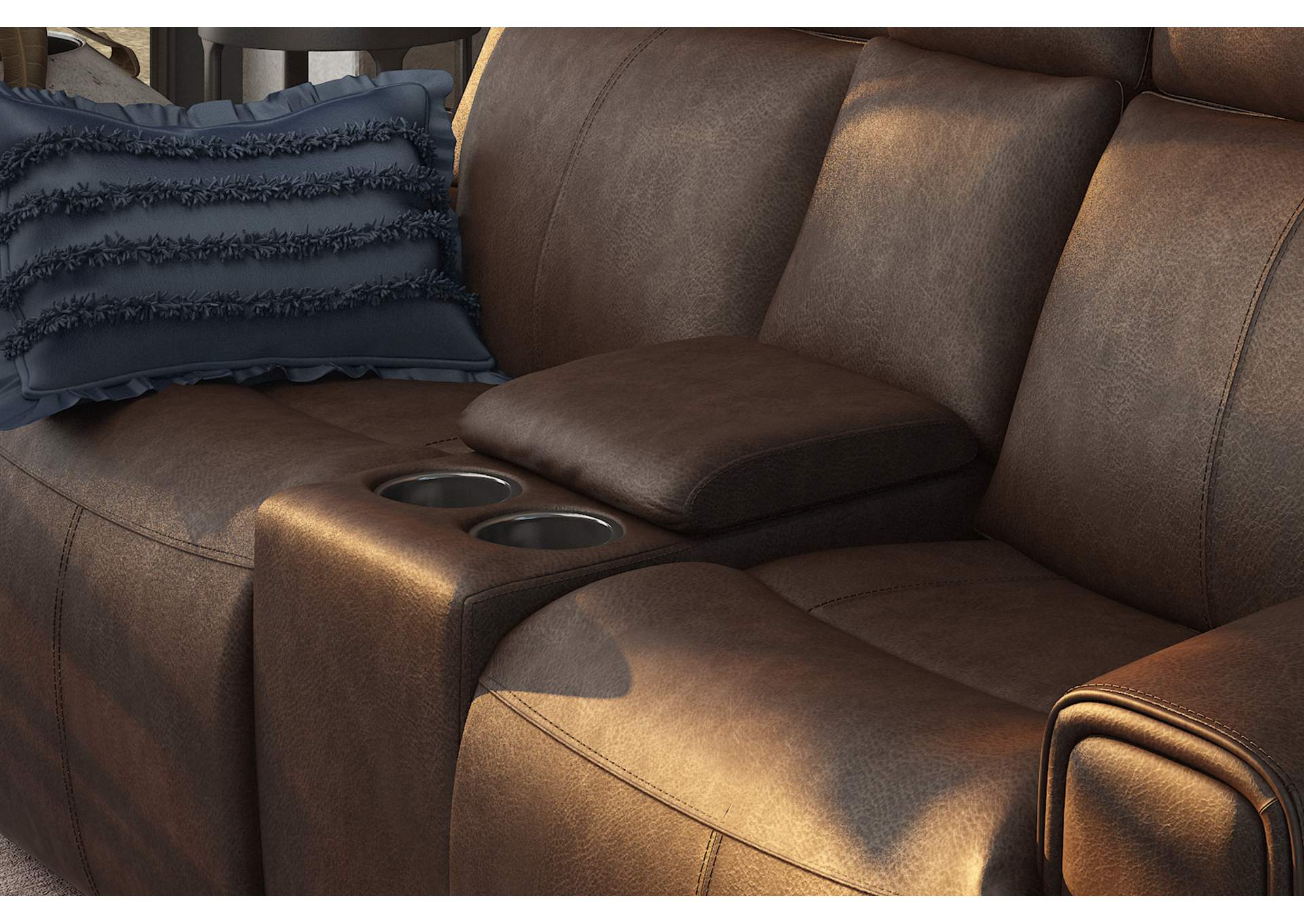 Barnett Power Reclining Loveseat With Console, Power Headrests & Lumbar,Flexsteel