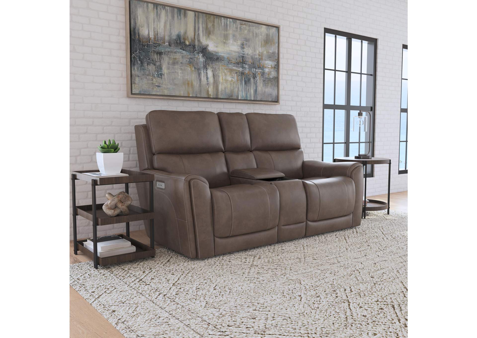 Carter Power Reclining Loveseat With Console & Power Headrests & Lumbar,Flexsteel