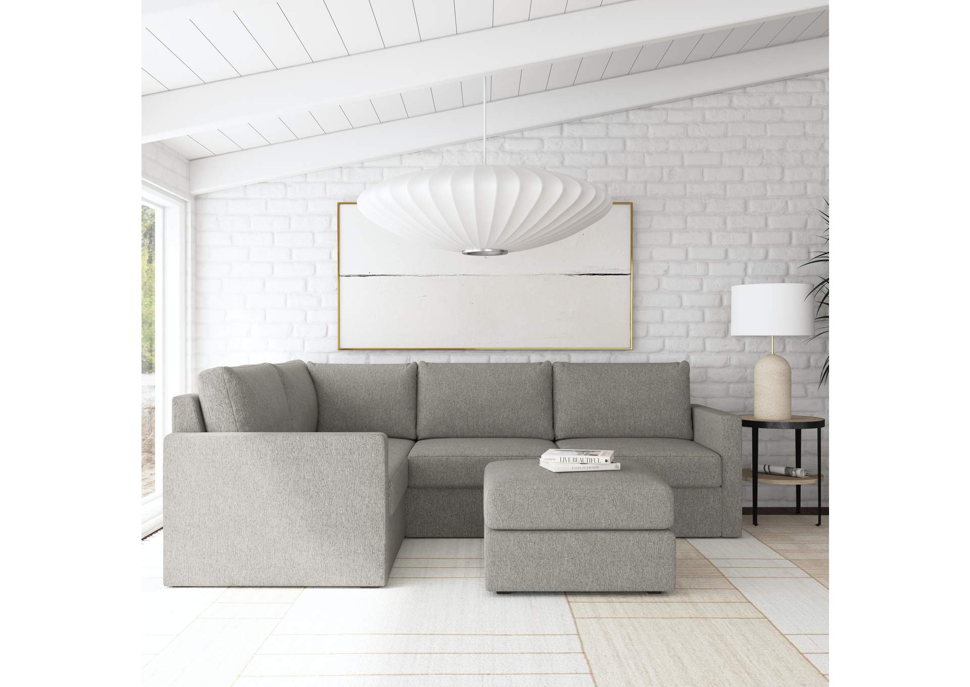 Flex 4 - Seat Sectional With Standard Arm And Ottoman,Flexsteel