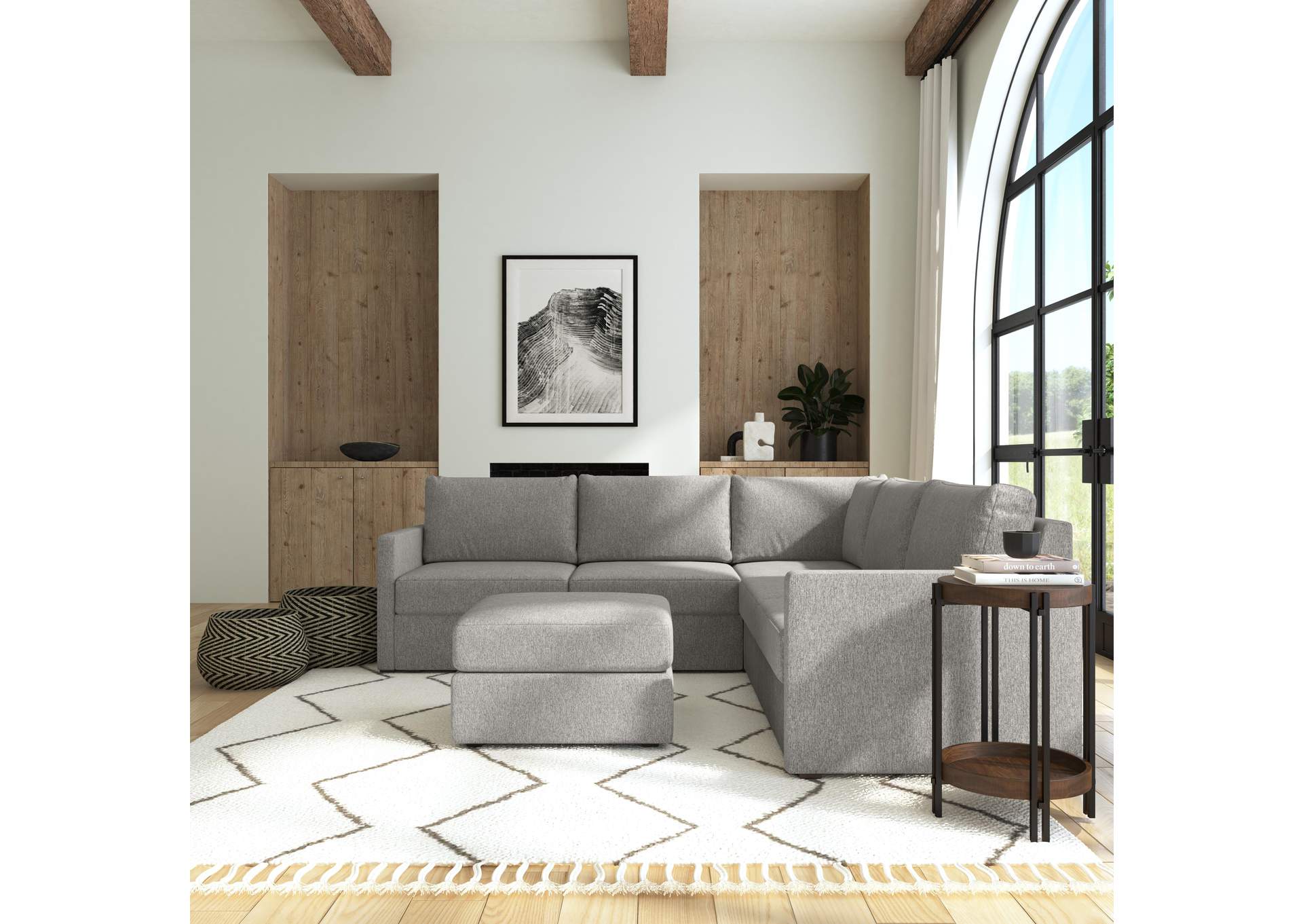 Flex 5 - Seat Sectional With Narrow Arm And Ottoman,Flexsteel