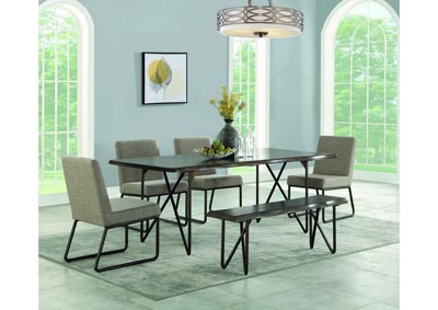 Shadow Tan & Distressed Grey 6 Piece Dining Set W/ 4 Chairs, Bench