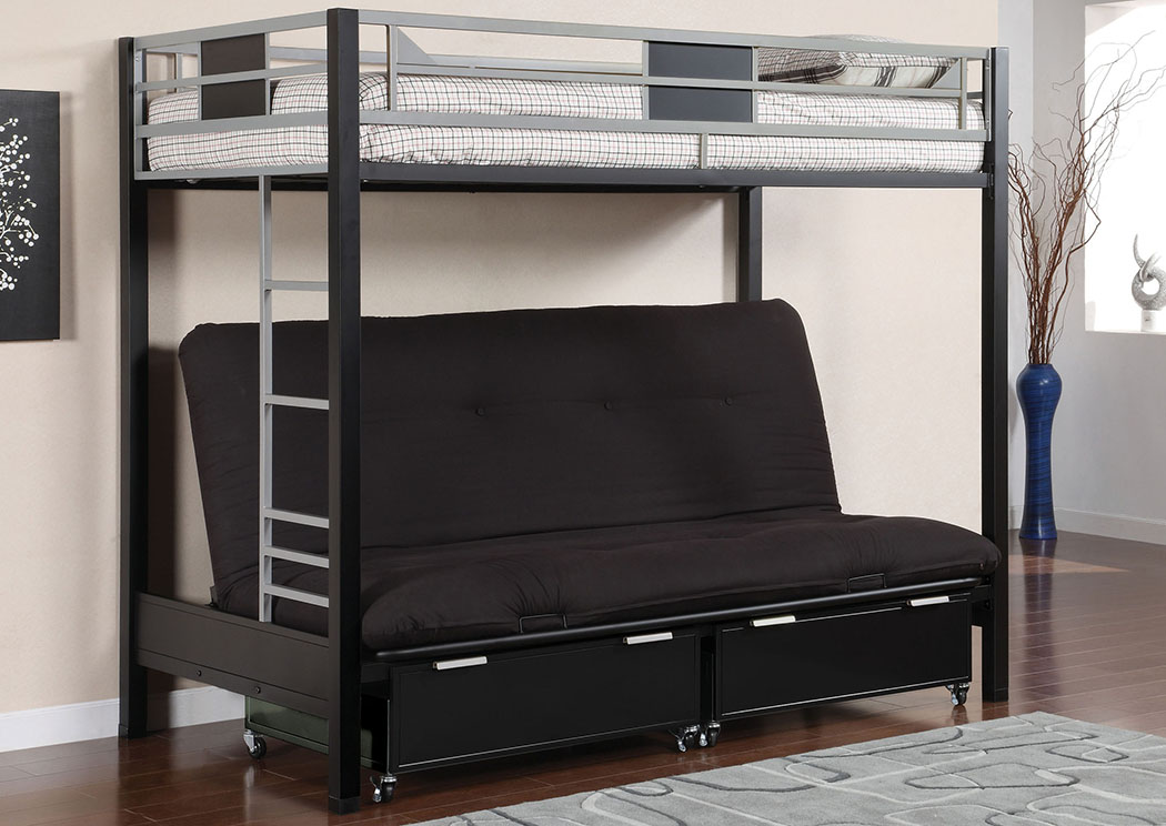 Clifton Twin Metal Loft Bed w/Futon Base,Furniture of America