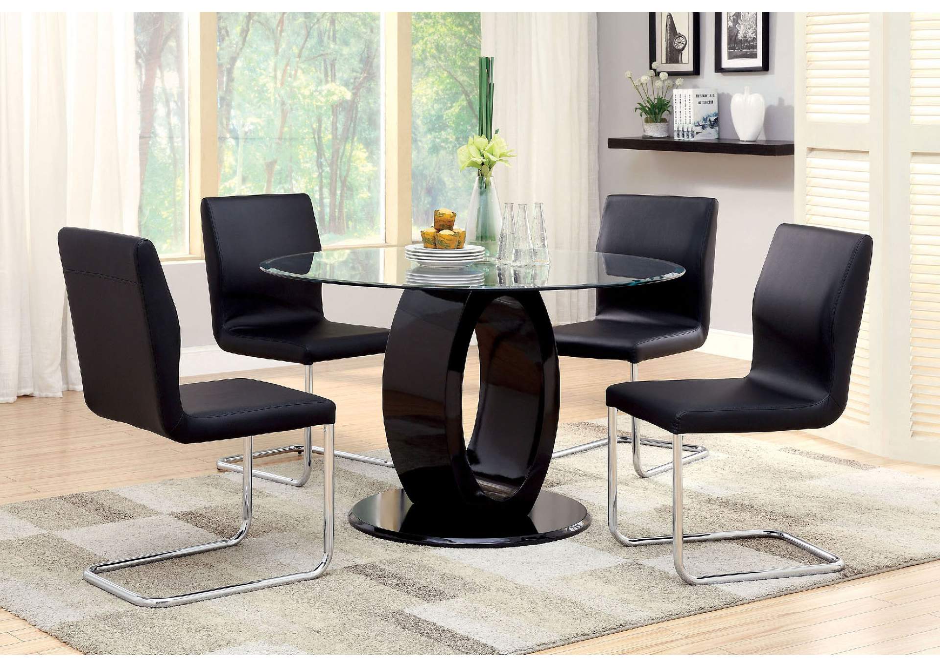 Lodia I Black Table w/4 Side Chair,Furniture of America