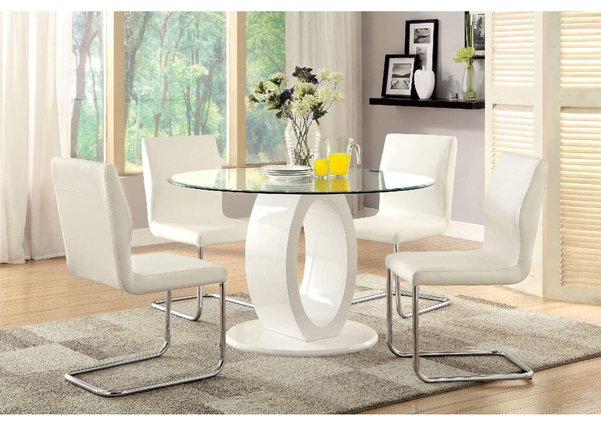 Lodia I White Table w/4 Side Chair,Furniture of America