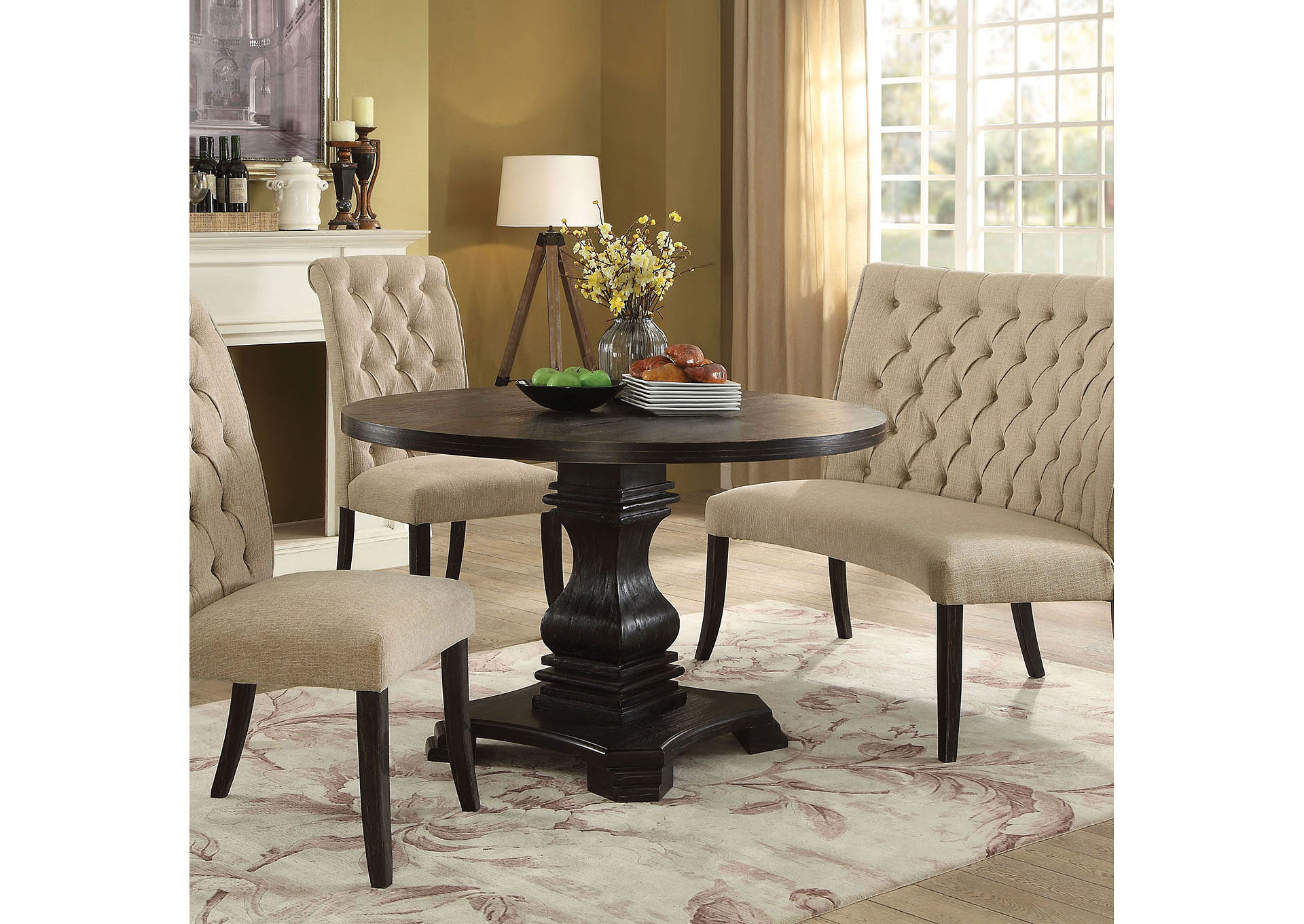 Nerissa Antique Black Dining Table w/4 Side Chair,Furniture of America
