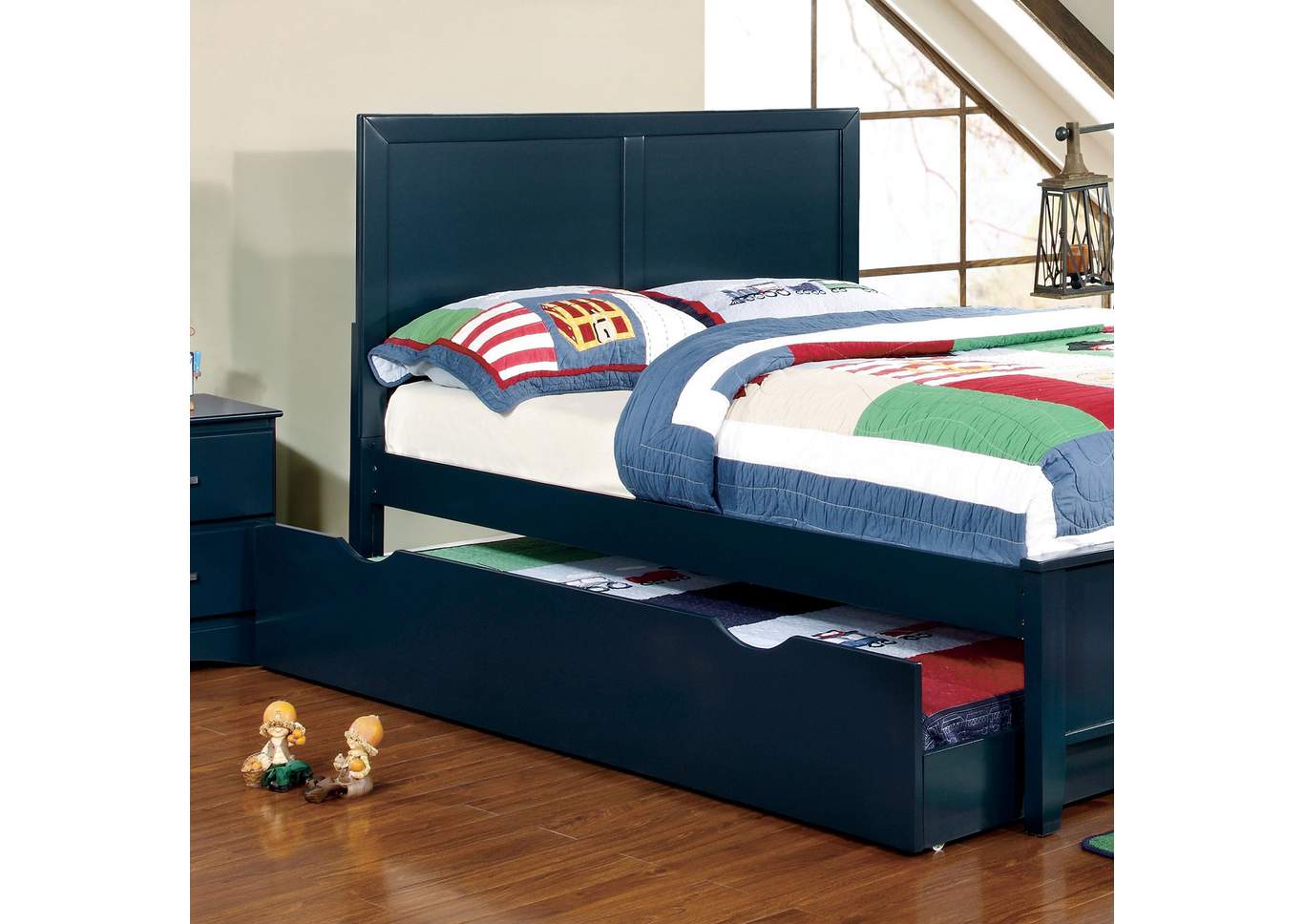 Prismo Blue Full Platform Trundle Bed,Furniture of America