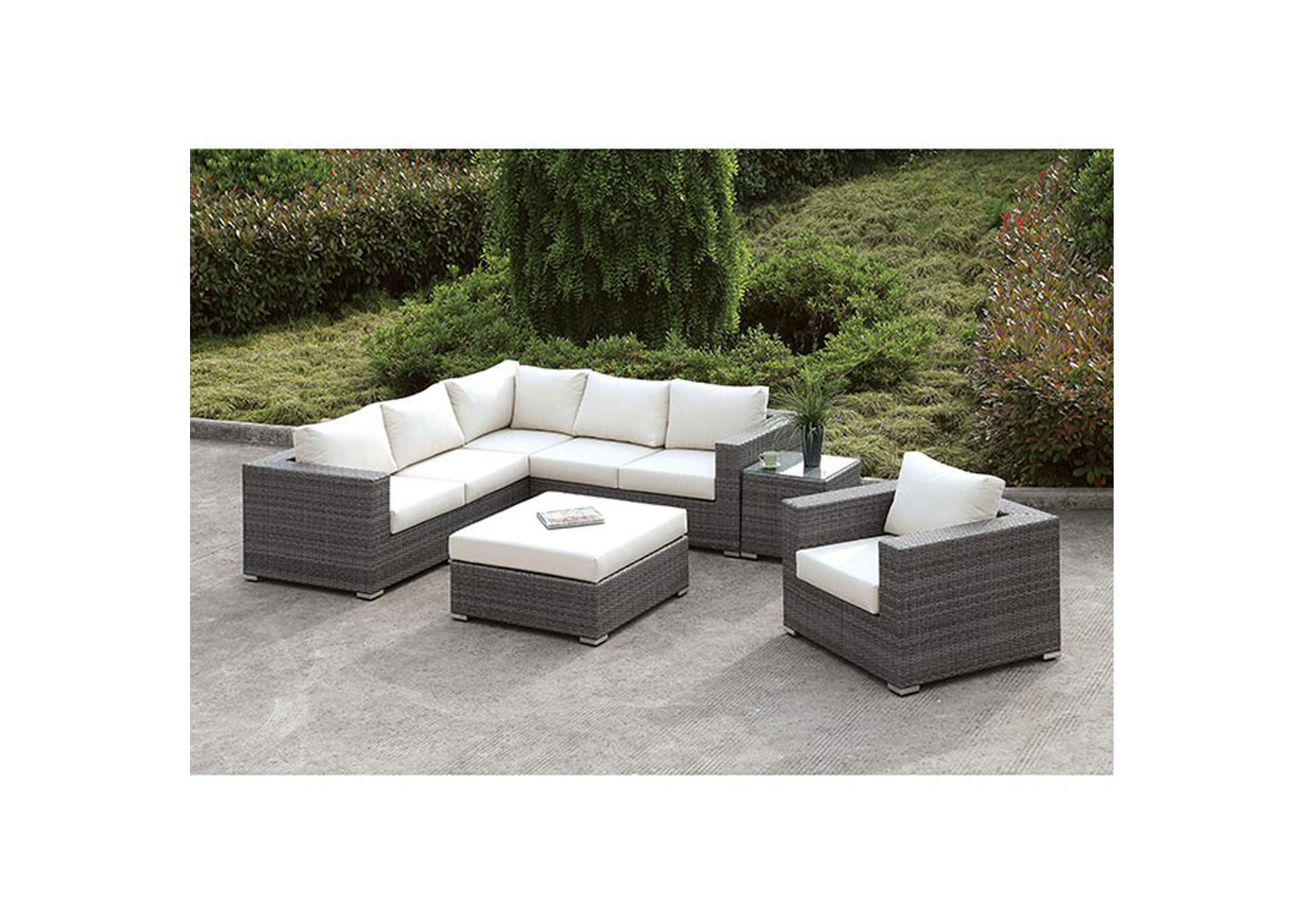Somani L-Sectional + Chair + Coffee Table + End Table,Furniture of America