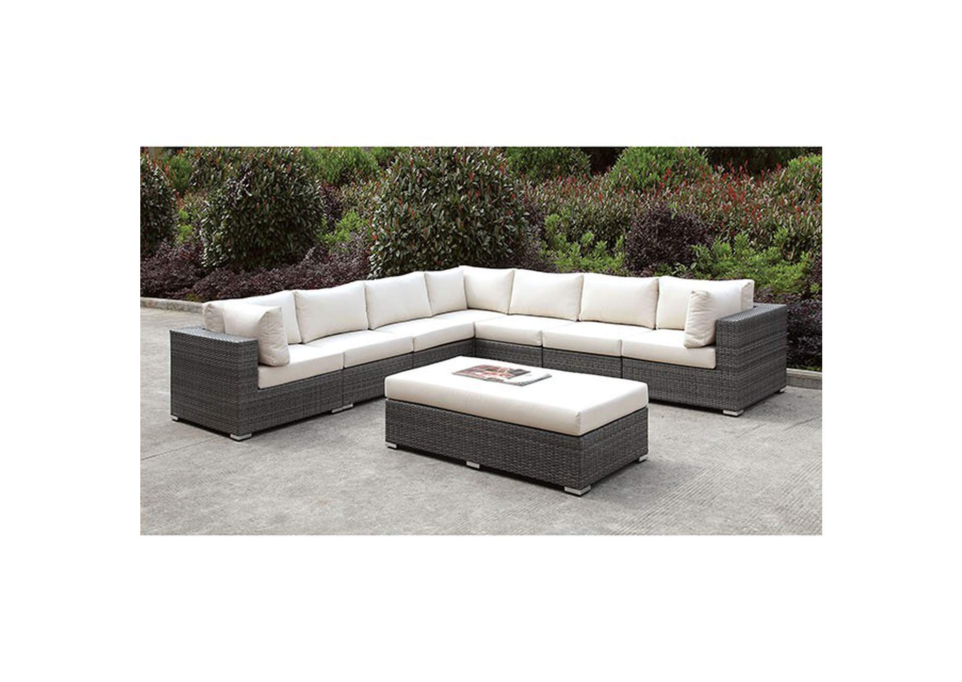 Somani LARGE L-Sectional + BENCH,Furniture of America