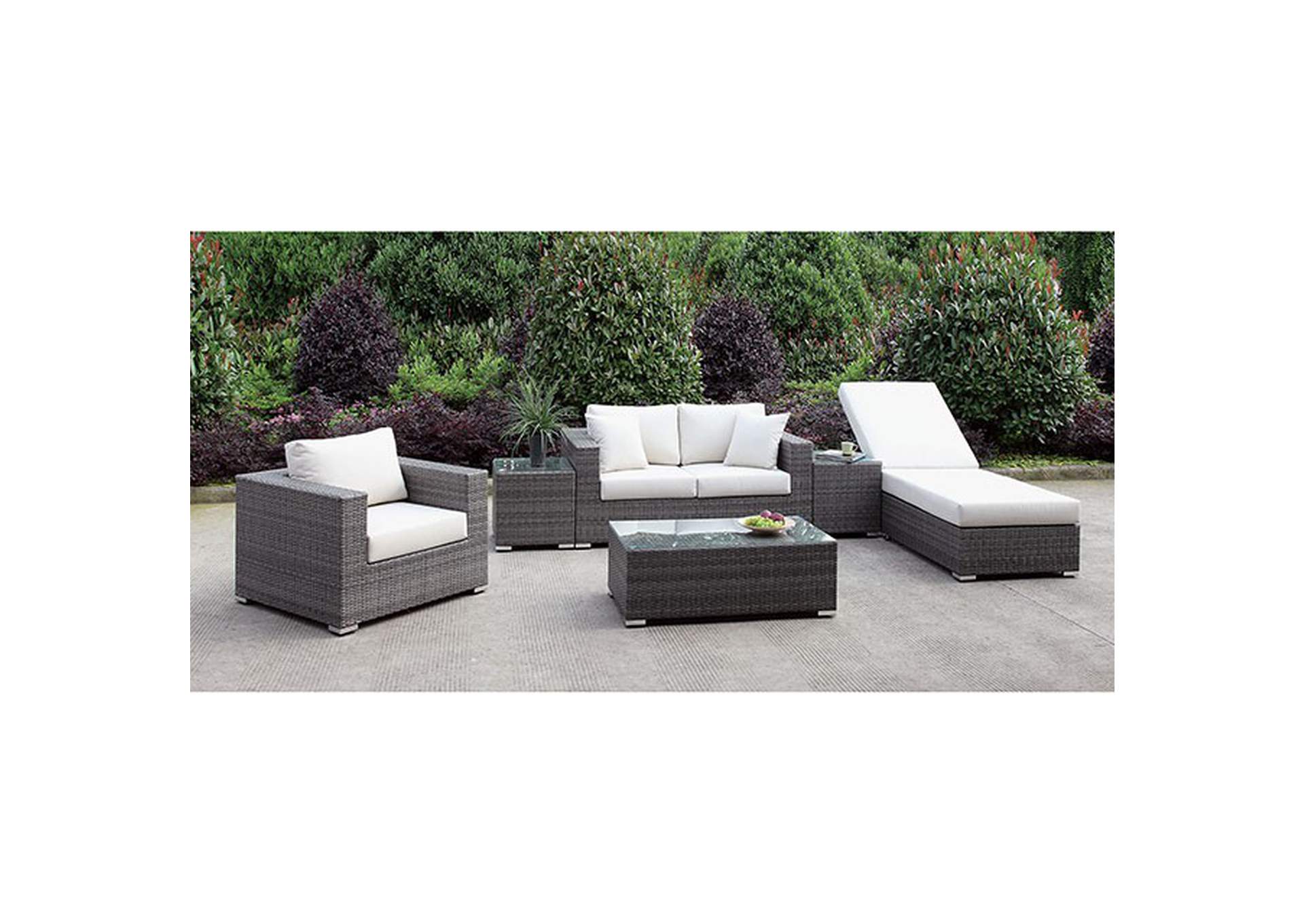 Somani Love Seat + Chair + ADJ Chaise + 2 End TableS + Coffee Table,Furniture of America