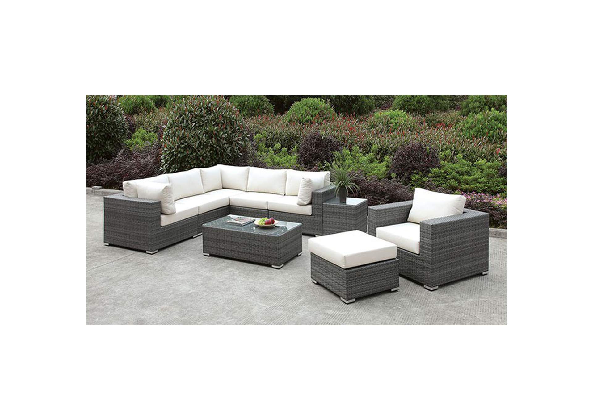 Somani L-Sectional + Chair + Ottoman + Coffee Table,Furniture of America