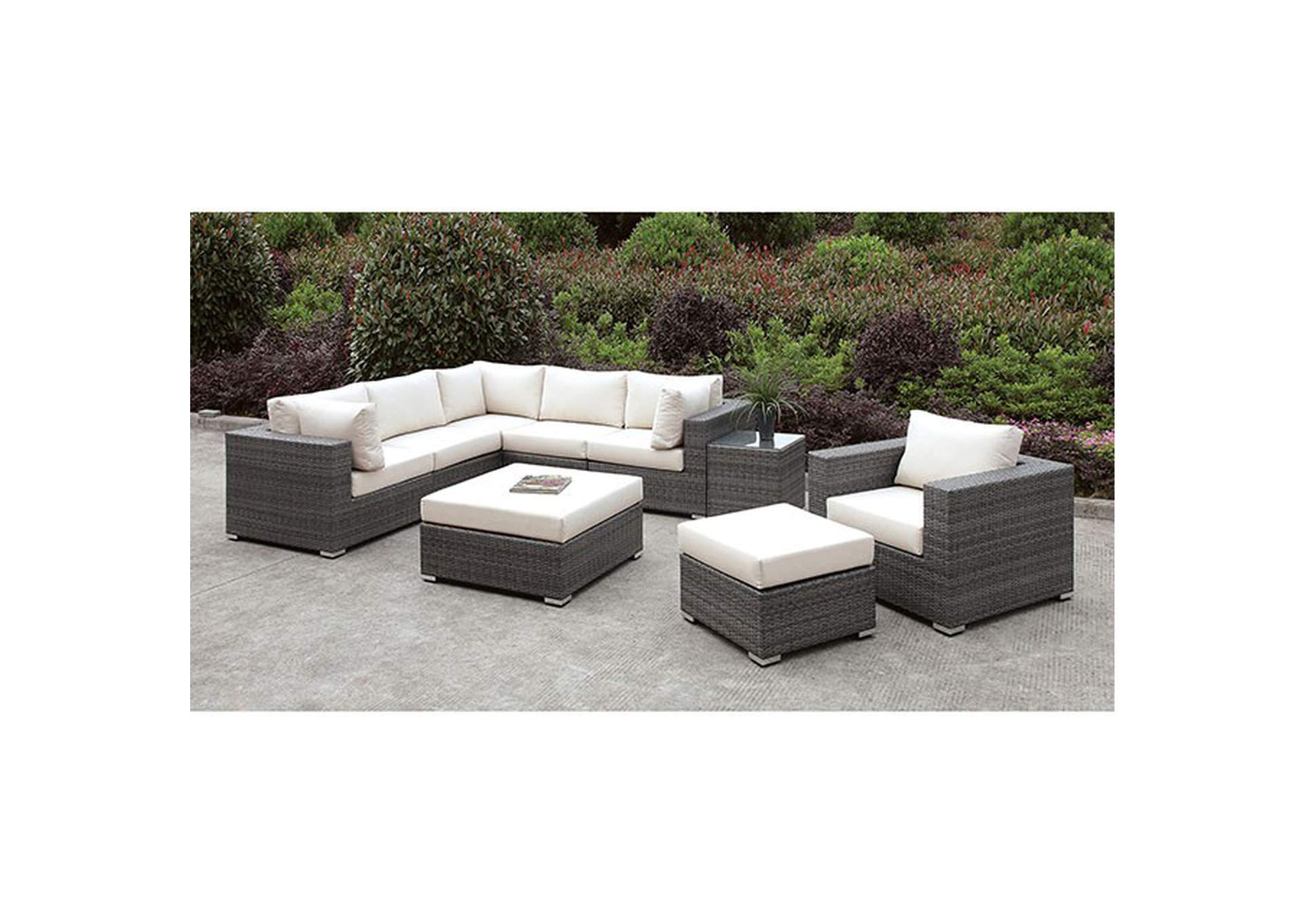 Somani L-Sectional + Chair + 2 OttomanS,Furniture of America