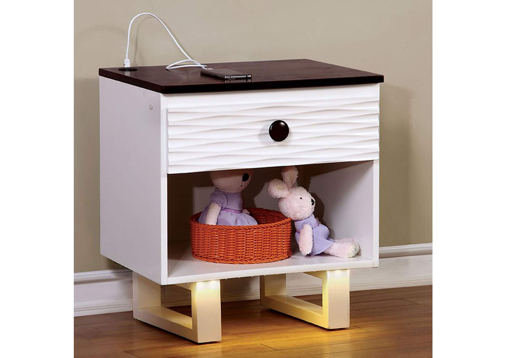 Meredith Night Stand w/ USB Outlet,Furniture of America