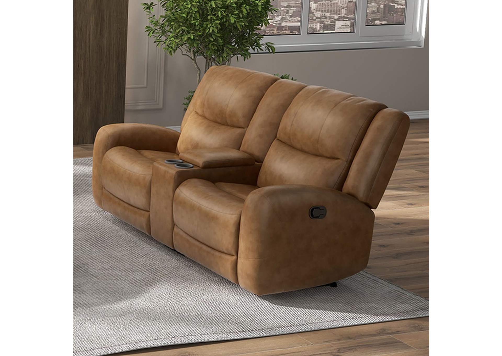 Leolinus Manual Recliner Loveseat w/ Console,Furniture of America