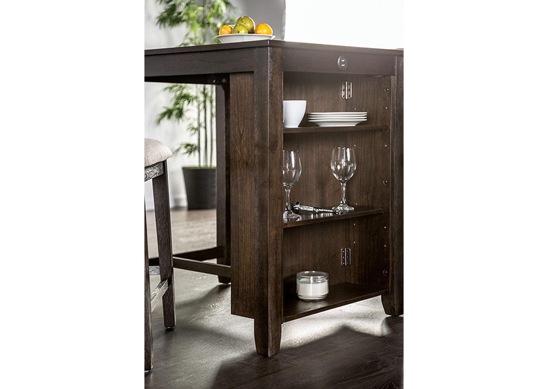 Lescles 3 Pc Counter Ht Set (1 Table + 2 Chairs),Furniture of America