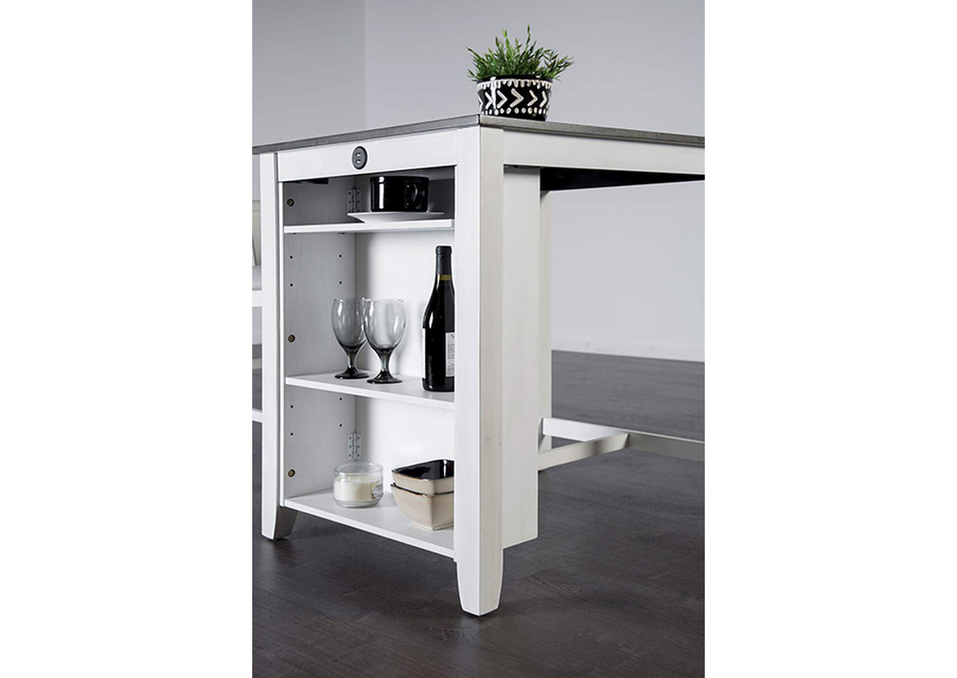 Lescles 3 Pc Counter Ht Set (1 Table + 2 Chairs),Furniture of America