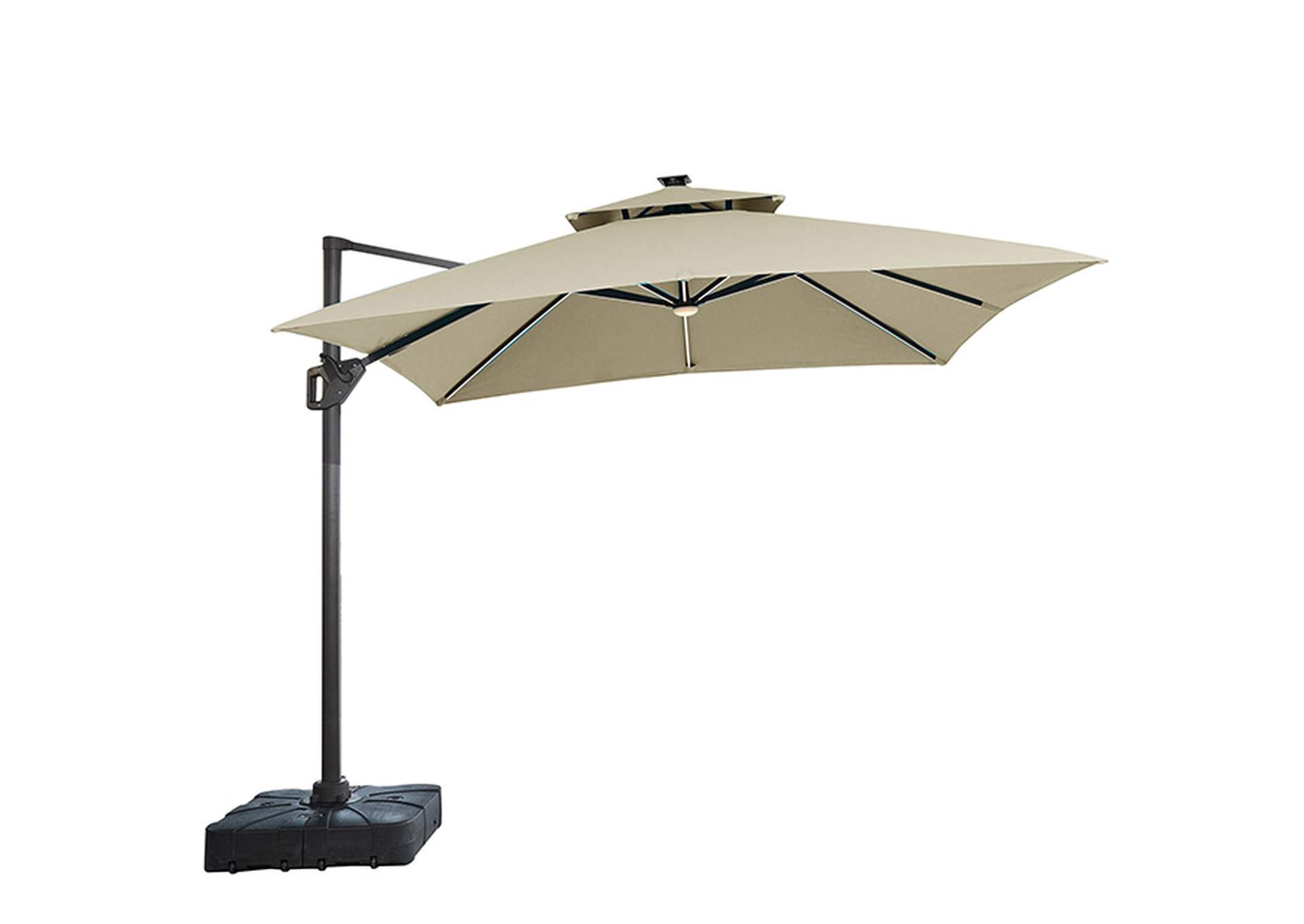 Sano 10 Ft Square Umbrella w/ Double Top w/ LED Light + 37" Large Base,Furniture of America