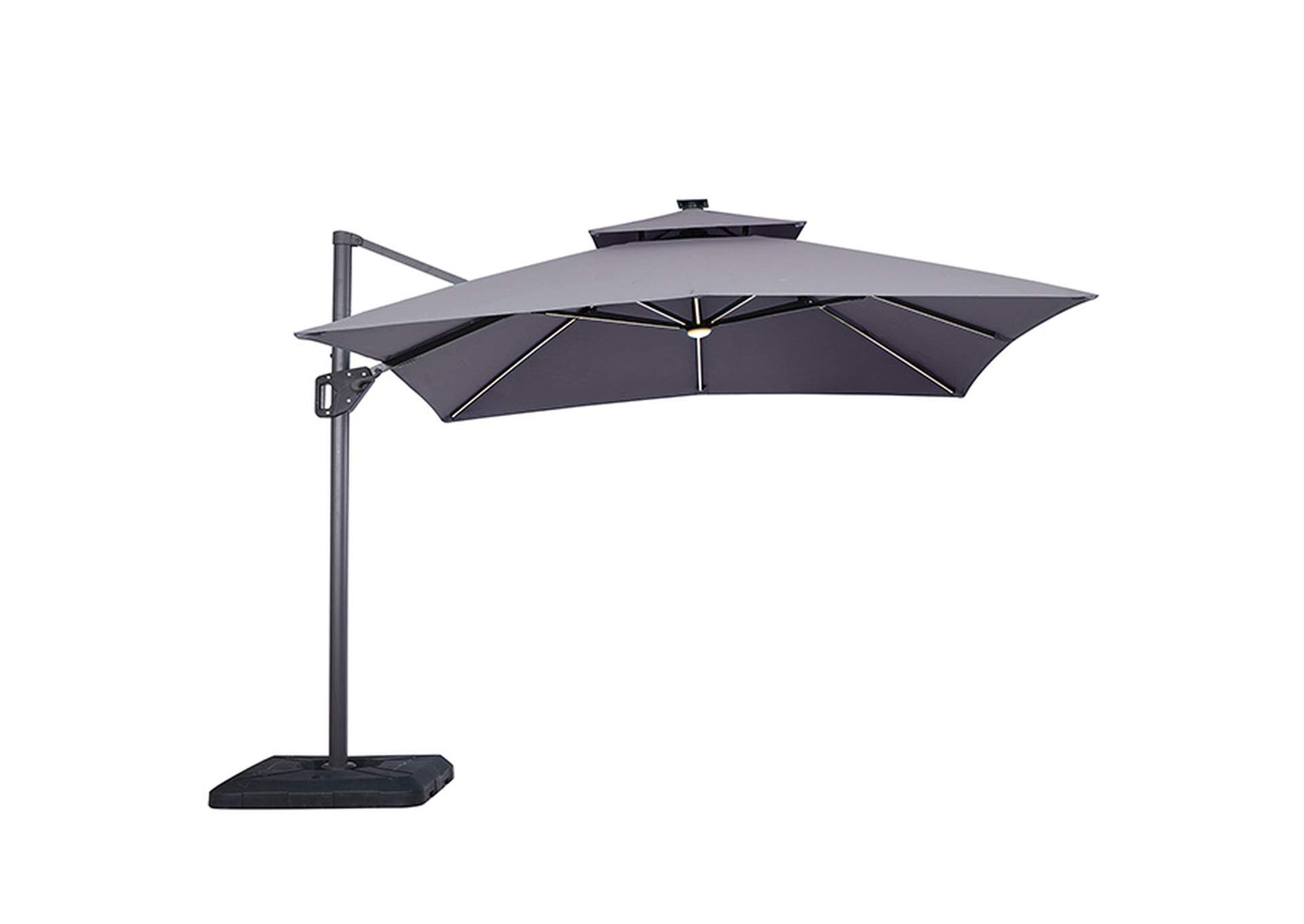 Sano 10 Ft Square Umbrella w/ Double Top w/ LED Light + 37" Large Base,Furniture of America