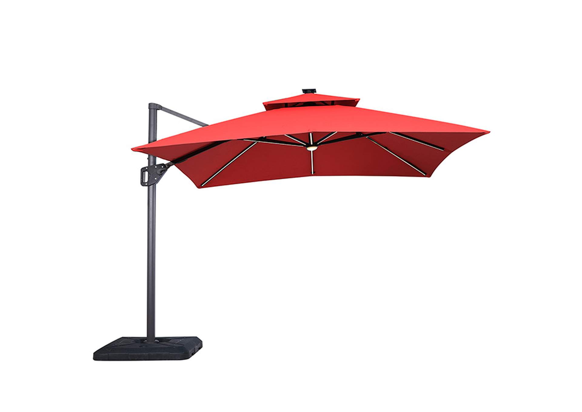 Sano 10 Ft Square Umbrella w/ Double Top w/ LED Light + 37" Large Base,Furniture of America