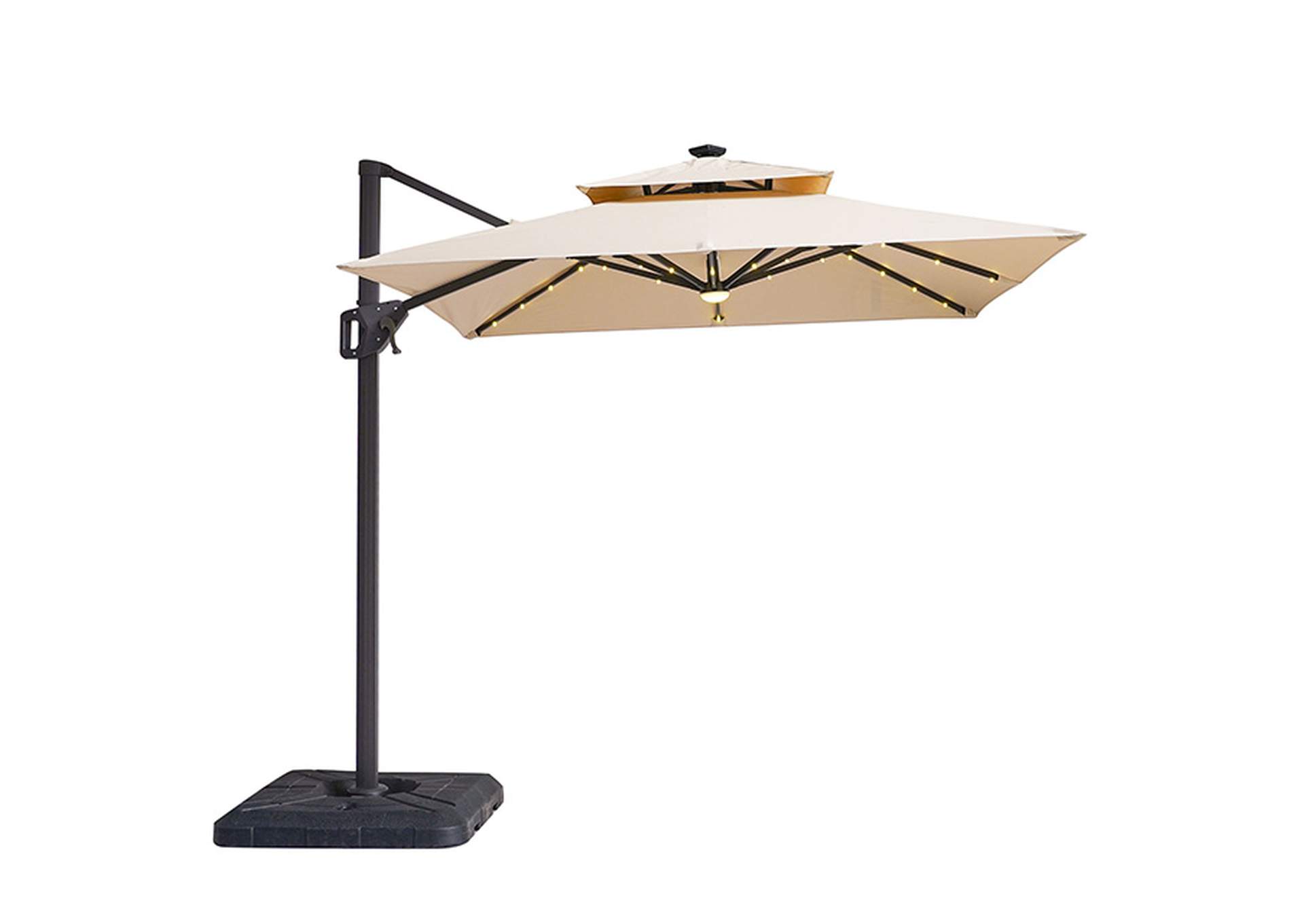 Xico 8 Ft Square Umbrella w/ Double Top w/ LED Light + 37" Large Base,Furniture of America