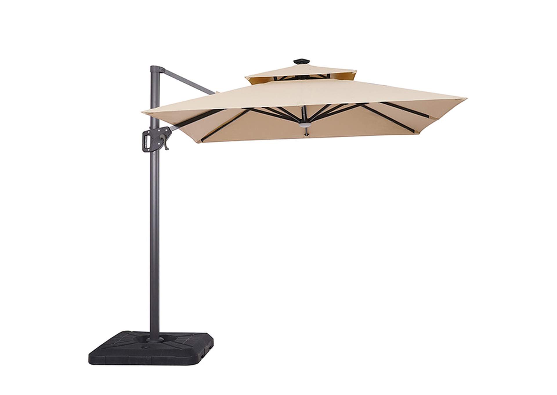 Xico 8 Ft Square Umbrella w/ Double Top w/ LED Light + 37" Large Base,Furniture of America