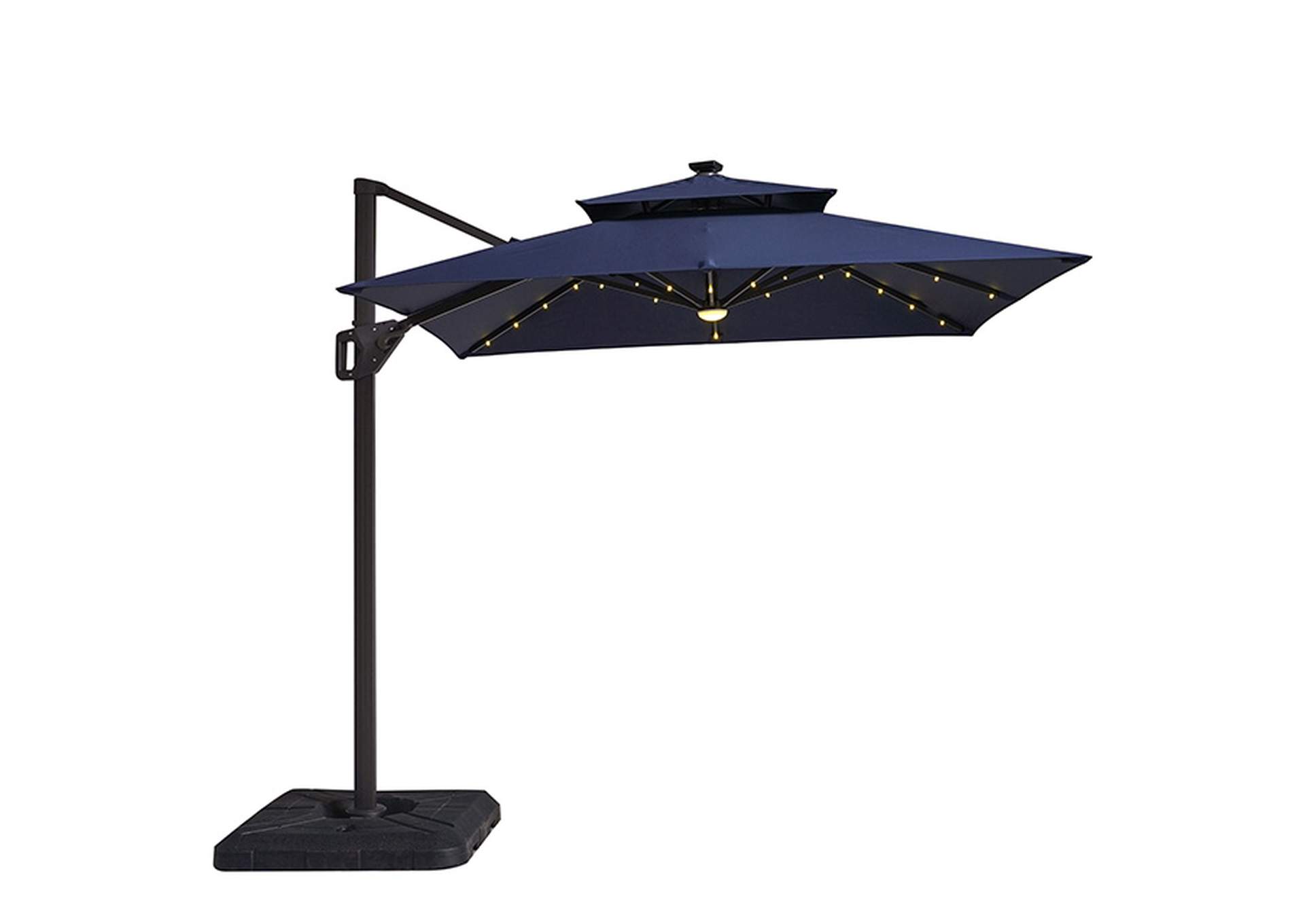 Xico 8 Ft Square Umbrella w/ Double Top w/ LED Light + 37" Large Base,Furniture of America