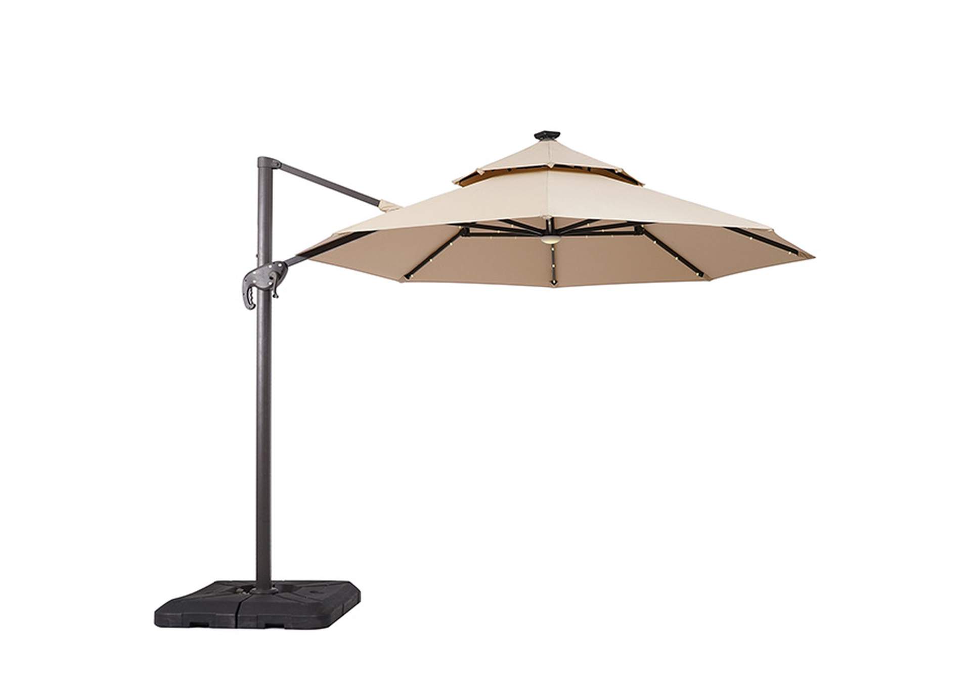 Nuti 10 Ft Round Umbrella w/ LED Light + 37" Large Base,Furniture of America