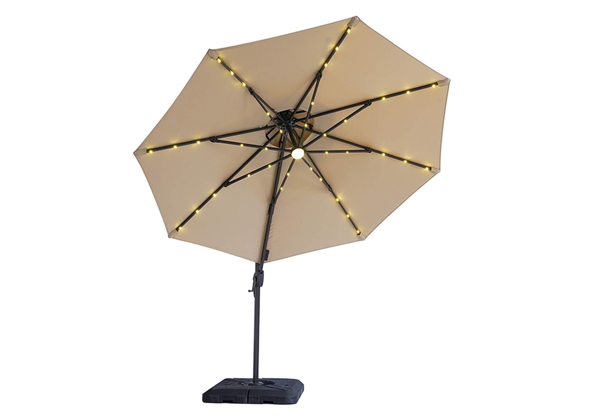 Nuti 10 Ft Round Umbrella w/ LED Light + 37" Large Base,Furniture of America