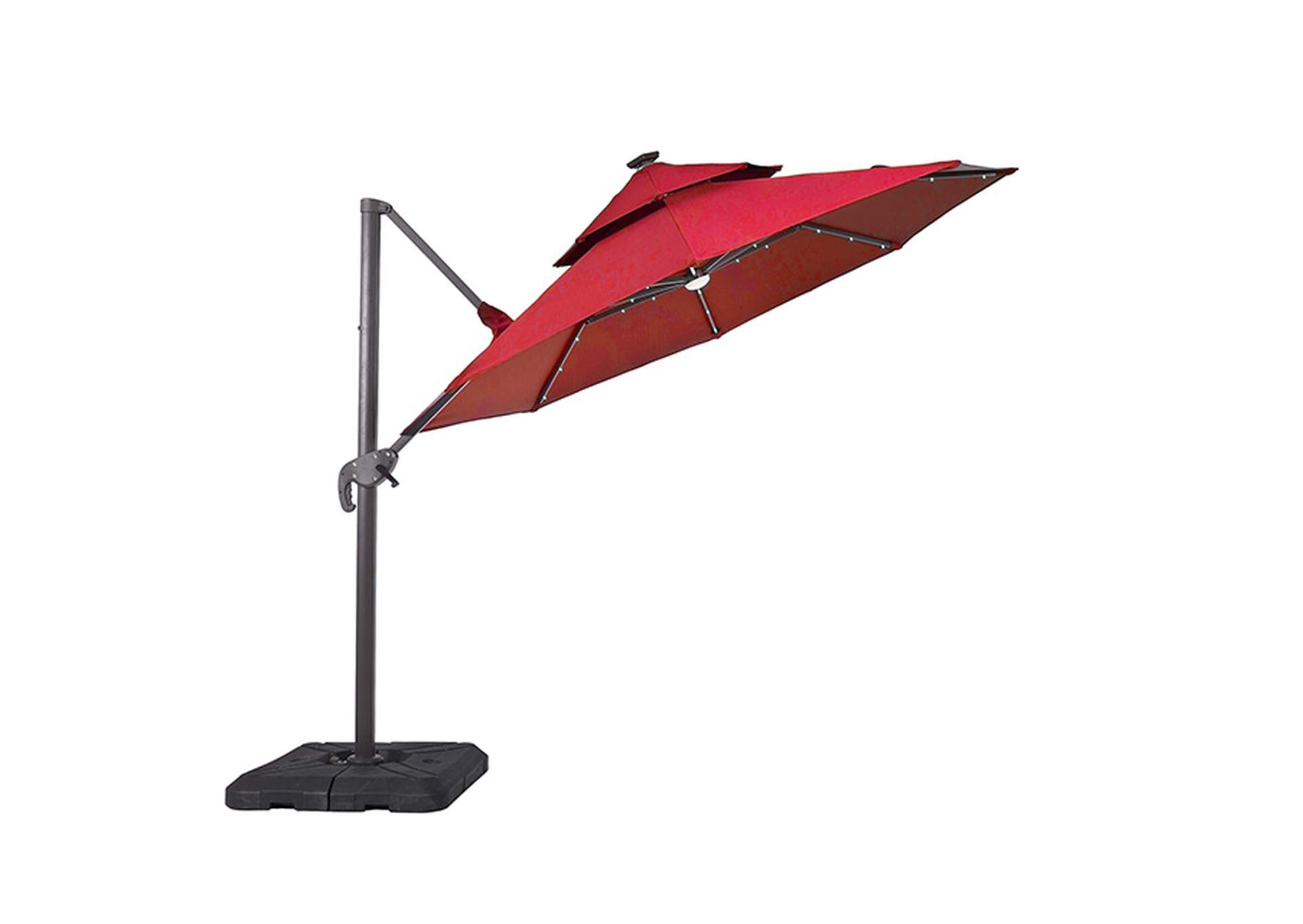 Nuti 10 Ft Round Umbrella w/ LED Light + 37" Large Base,Furniture of America