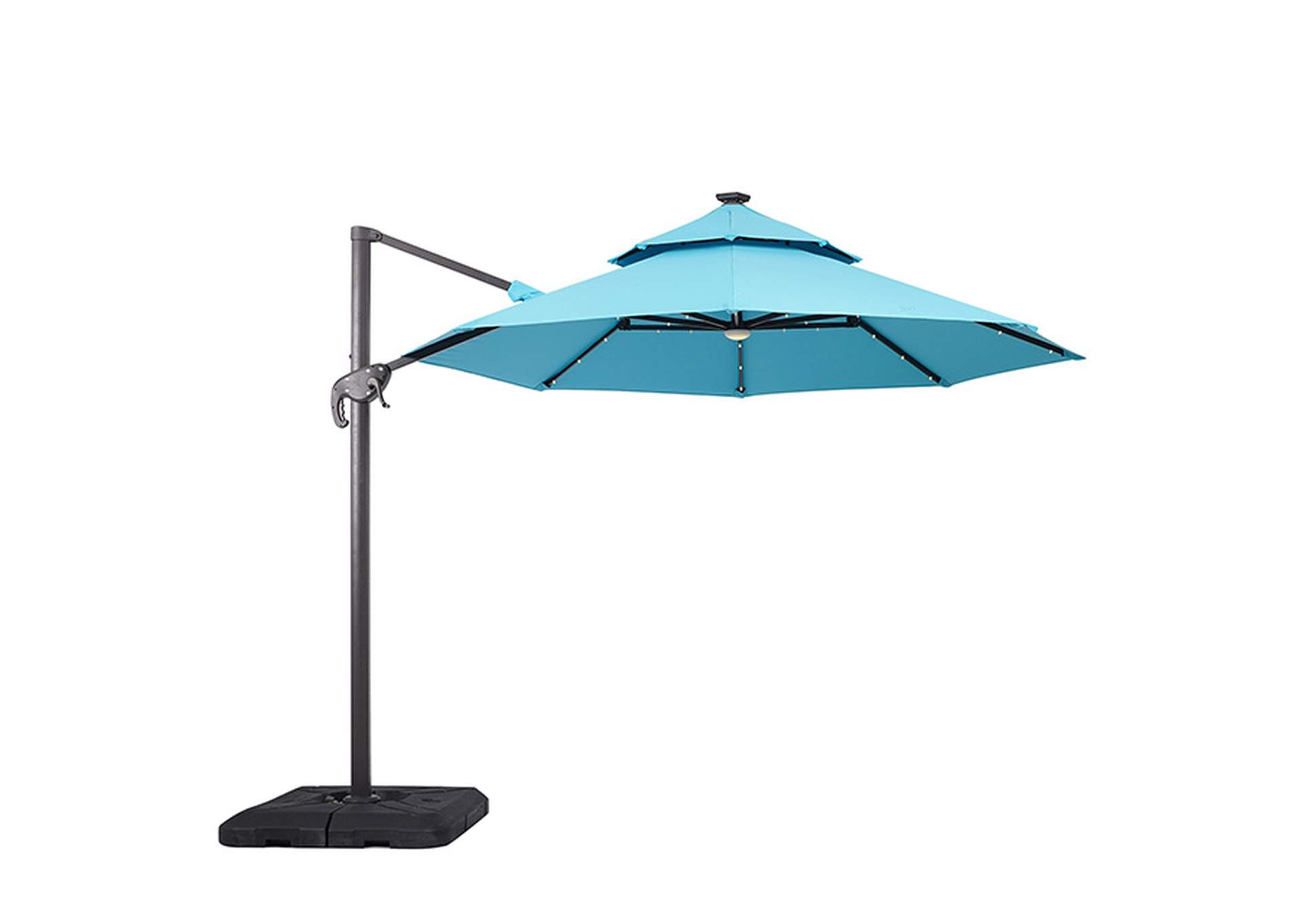 Nuti 10 Ft Round Umbrella w/ LED Light + 37" Large Base,Furniture of America