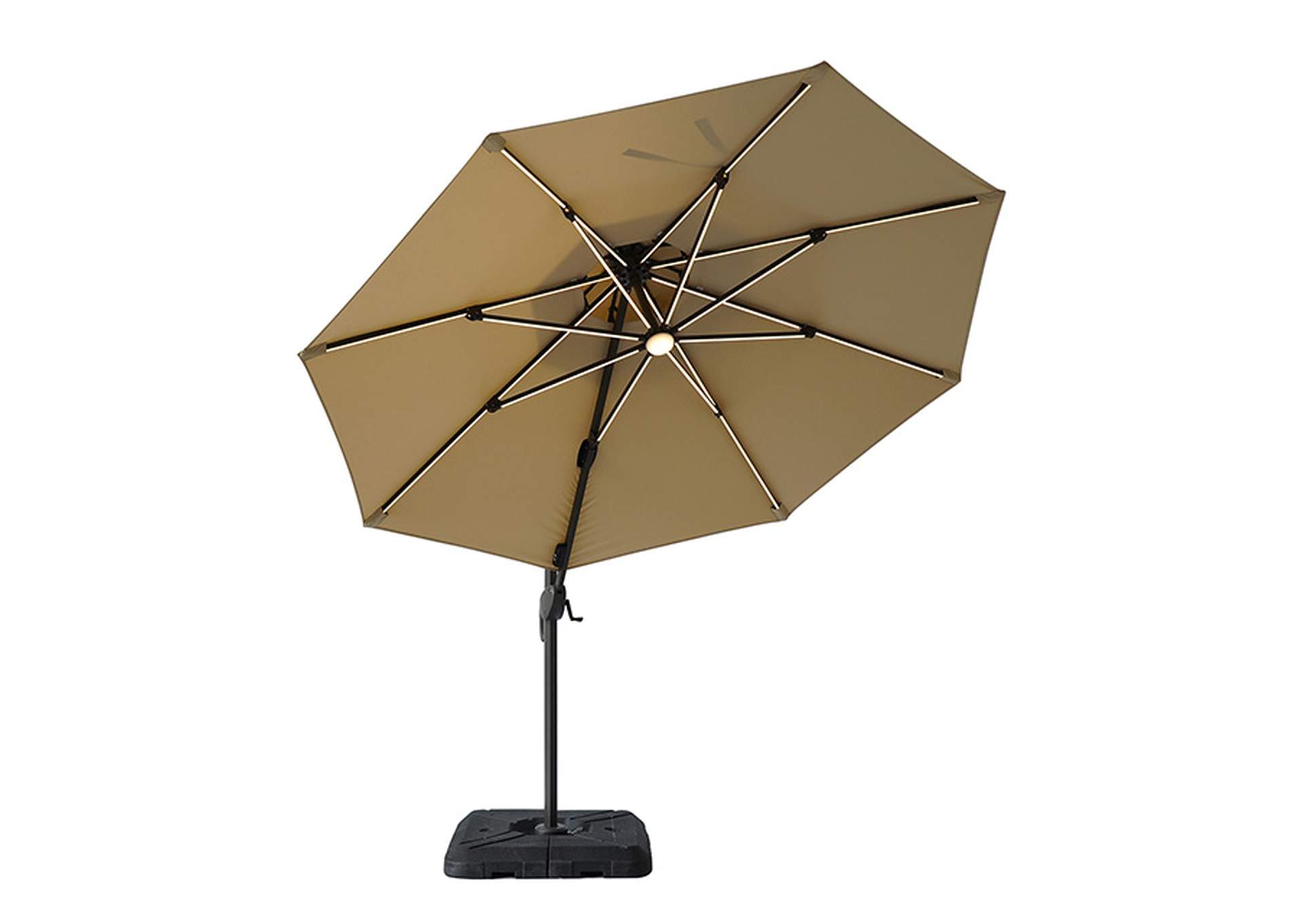 Fera 10 Ft Round Umbrella w/ LED Bulb + 37" Large Base,Furniture of America