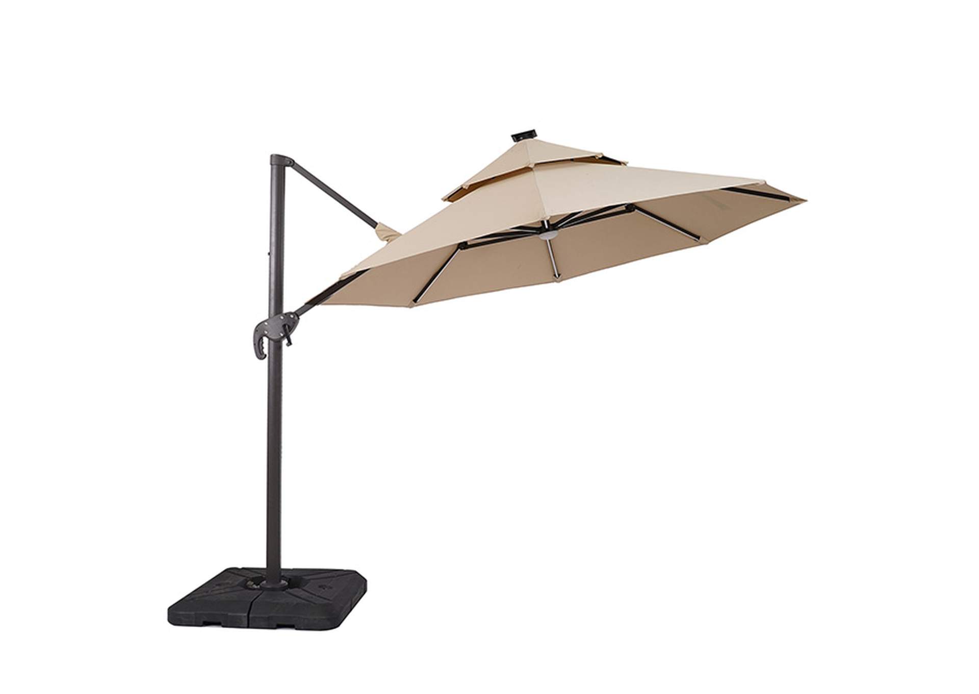 Fera 10 Ft Round Umbrella w/ LED Bulb + 37" Large Base,Furniture of America