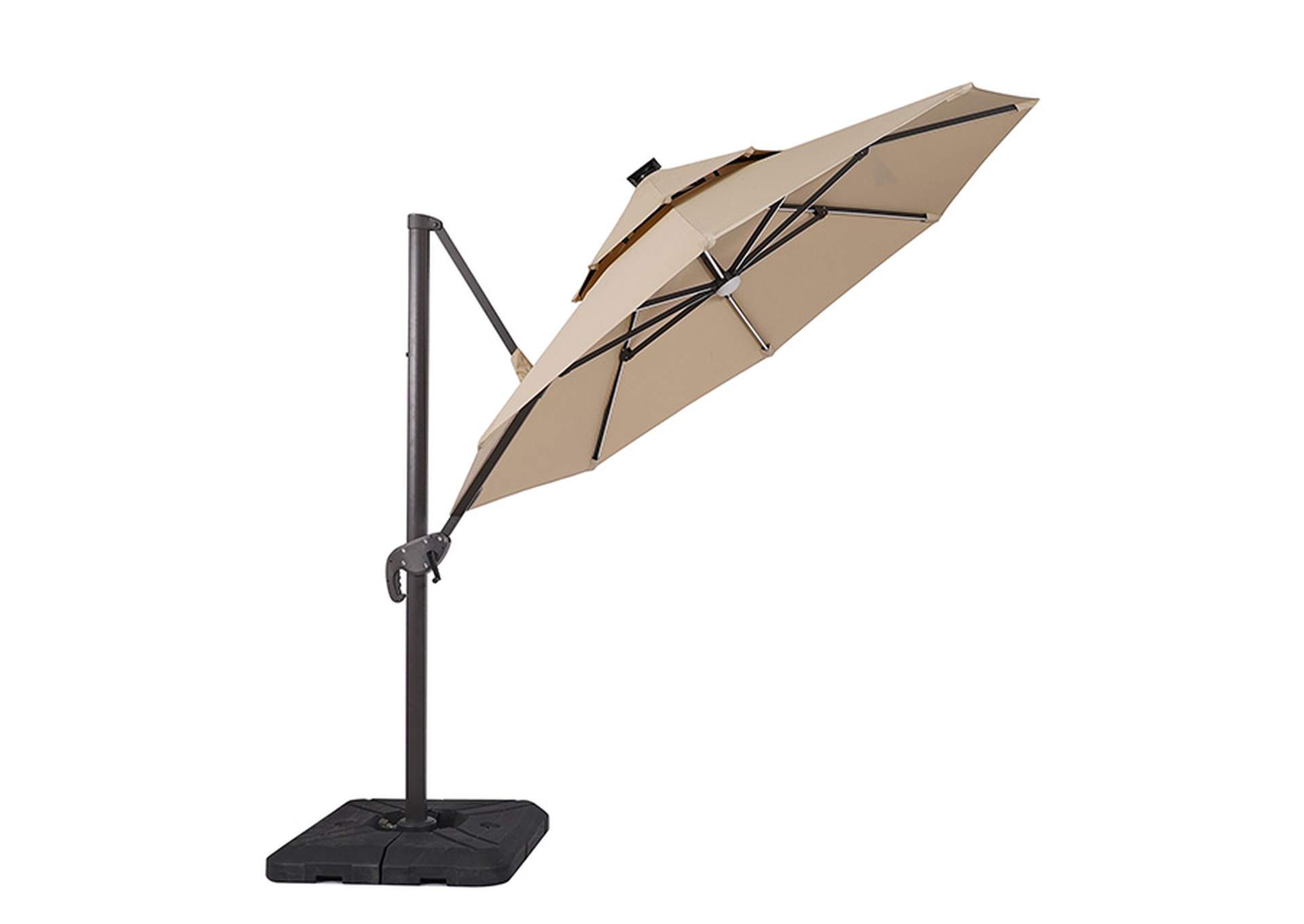 Fera 10 Ft Round Umbrella w/ LED Bulb + 37" Large Base,Furniture of America