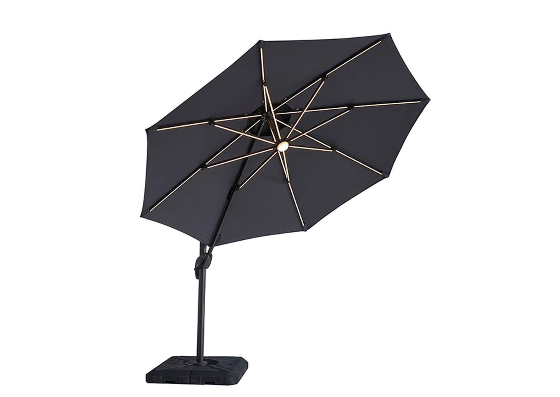 Nuti 10 Ft Round Umbrella w/ LED Light + 37" Large Base,Furniture of America