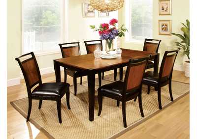 Salida l Black/Acacia Dining Table w/6 Side Chair