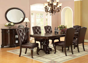 Bellagio Extension Dining Table w/6 Leatherette Side Chair