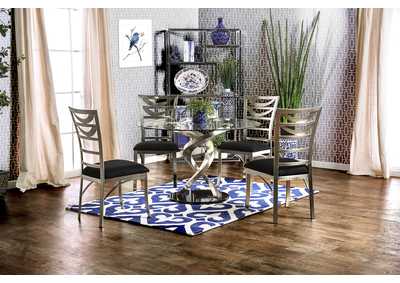 Image for Roxo Silver and Black Dining Table w/4 Side Chair
