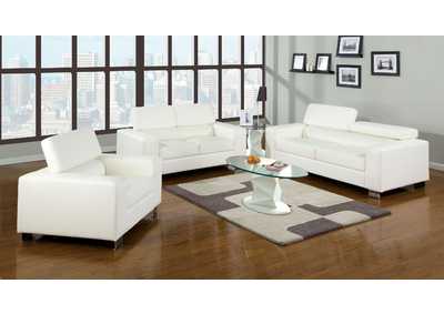 Makri White Sofa and Loveseat,Furniture of America
