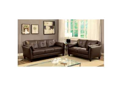 Pierre Brown Leatherette Sofa and Loveseat Set